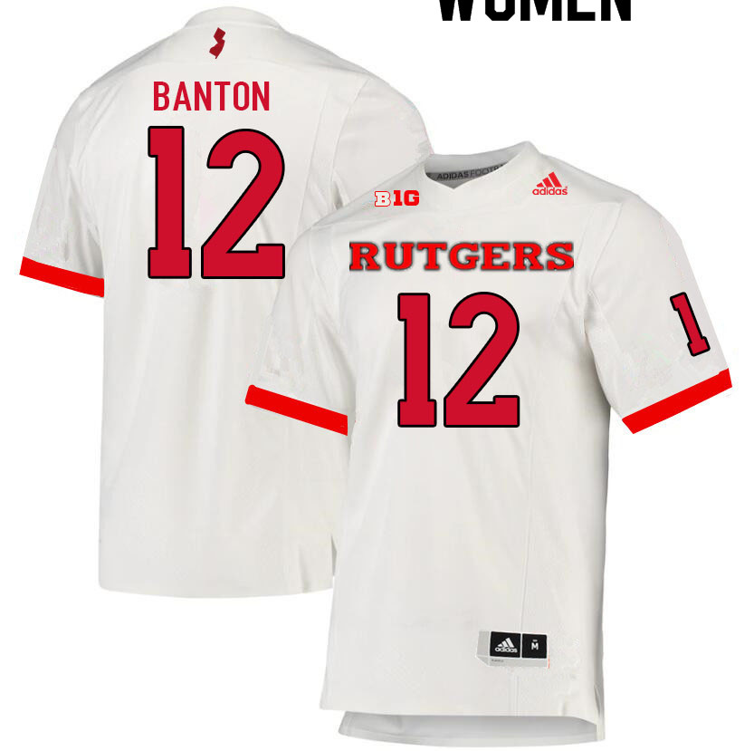 Women #12 Khayri Banton Rutgers Scarlet Knights College Football Jerseys Sale-White - Click Image to Close